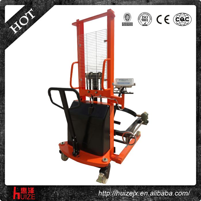 半電動(dòng)稱(chēng)重油桶車(chē)（夾鐵桶，手搖翻轉倒料）